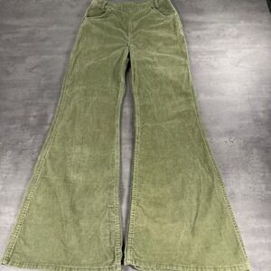 Lee Corduroy Flare Pants Womens 28 Olive Green High Rise Wide Leg Baggy Indie